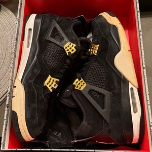 Jordan Air 4 Retro Black Metallic Gold White Sneakers